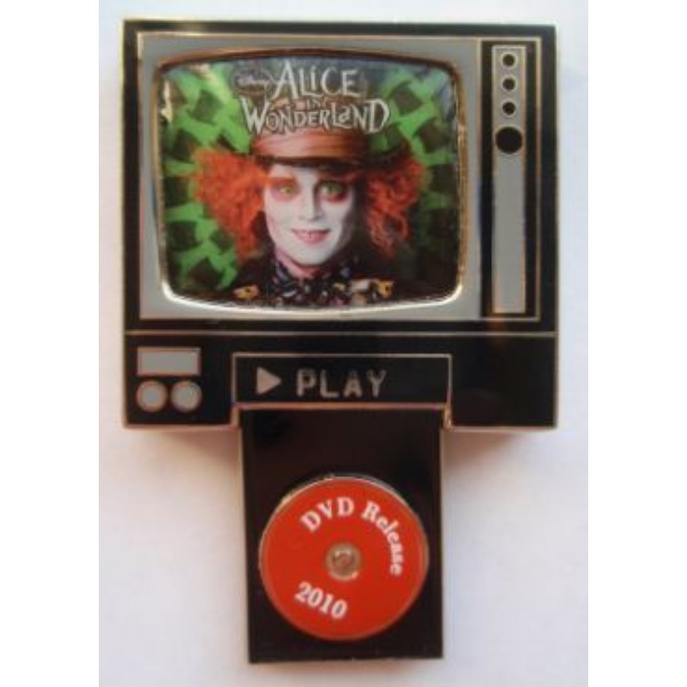 Disney Pin Alice in Wonderland DVD Johnny Depp Mad Hatter‎ LE 2700 77615